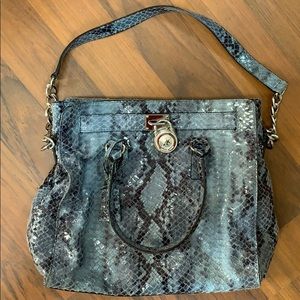 Michael Kors Hamilton large bag in blue snakeskin